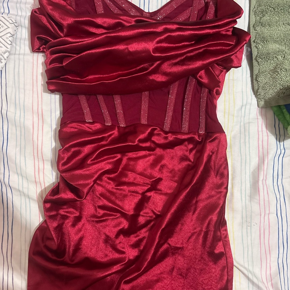 Elegant Red Satin Dress